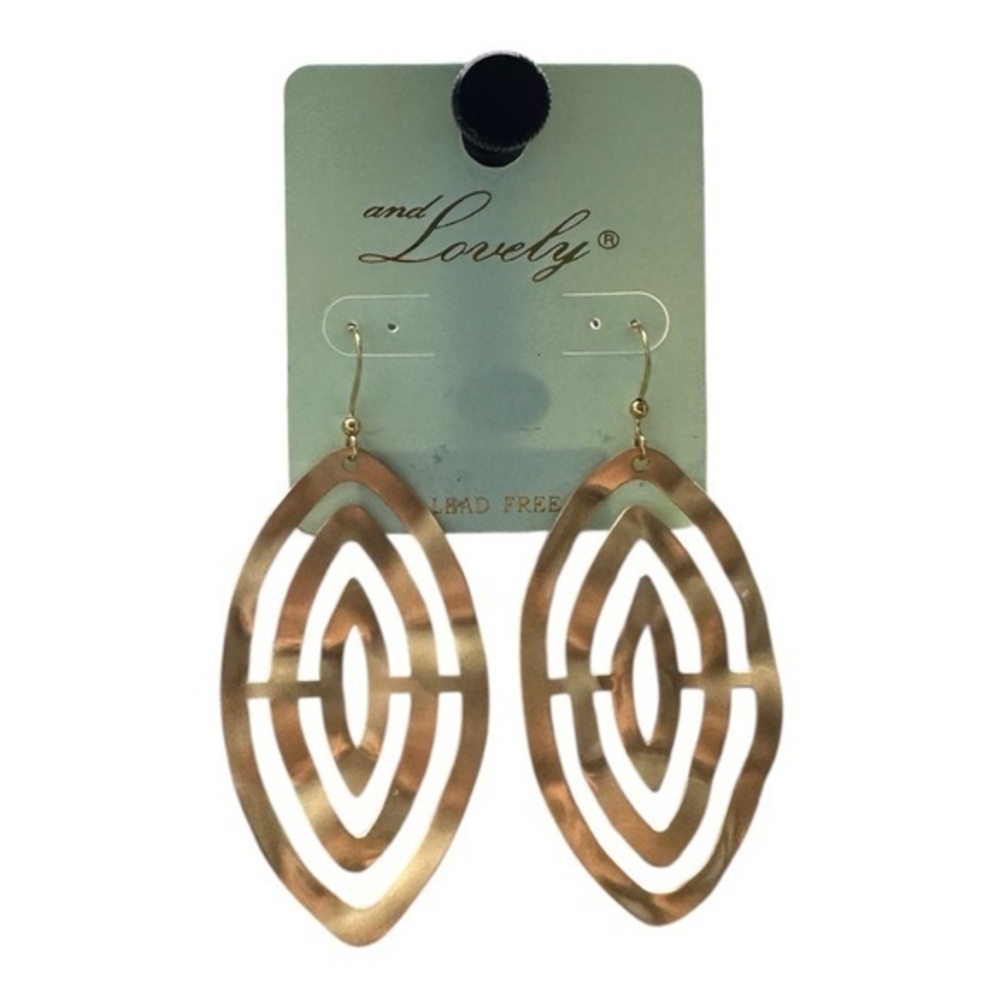5/$25 And Lovely Gold Geometric Corrugated Metal Earrings